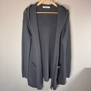 Organic by John Patrick Women's Cardigan Long Line Cashmere Blend Gray Med Shawl